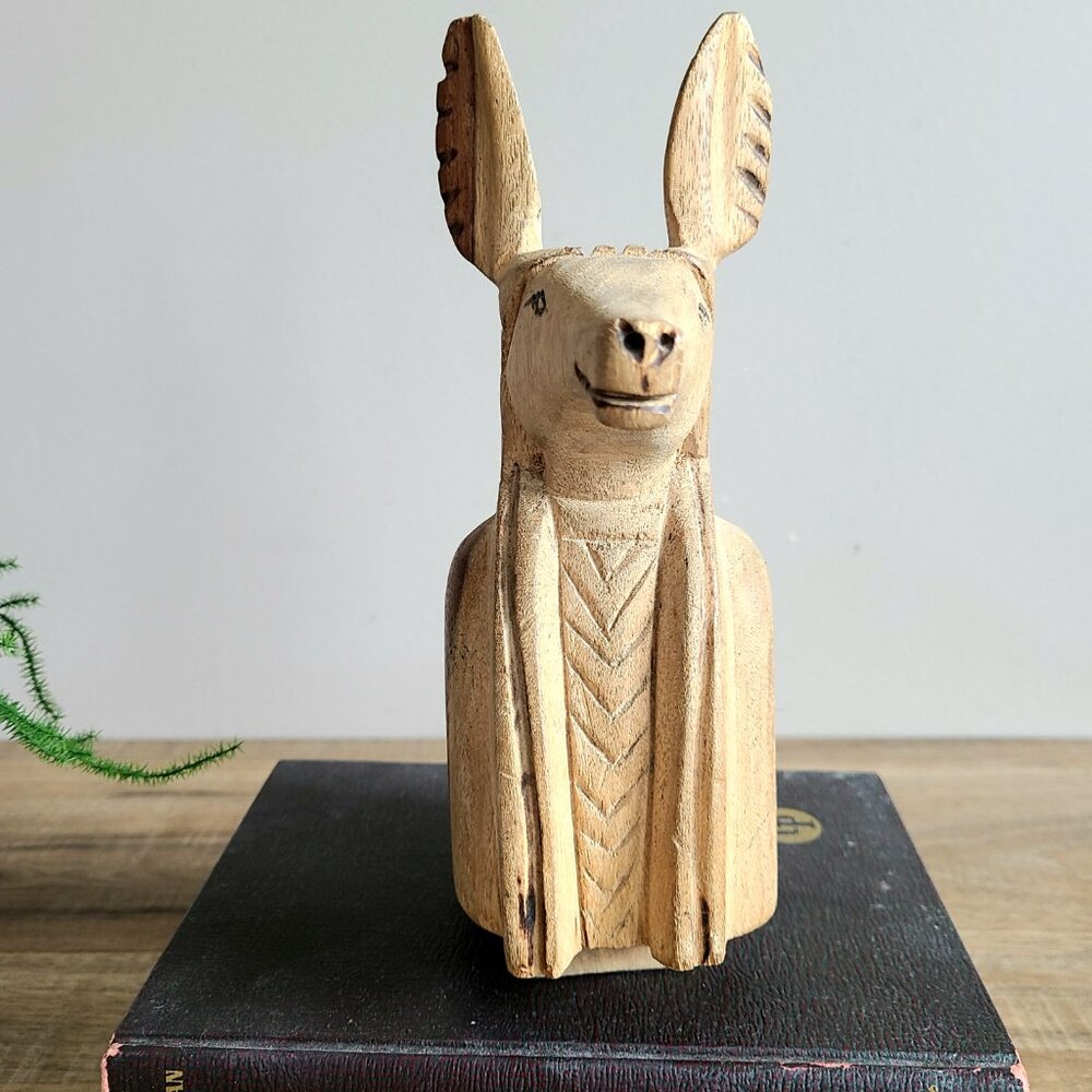 Anubis bust wooden hand carved figuring. Egyptian mythology. Home decor.8 1.4'' - Picture 3 of 9